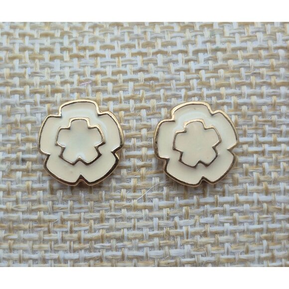 Lot of 2 Dainty Earrings MONET Cream Stud Flowers & Oman Drop Pearl & Rhinestone - Picture 3 of 10